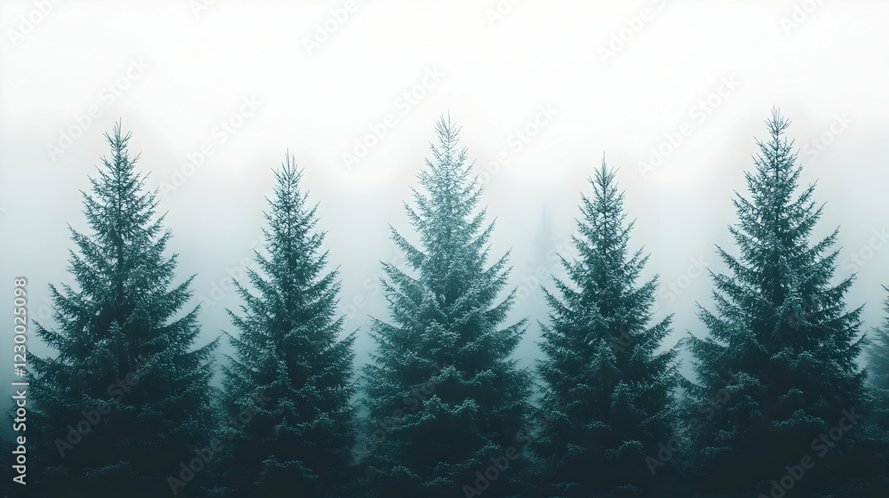 Foggy forest, trees, misty landscape, nature background, serene Foggy forest, trees, misty landscape, nature background, serene