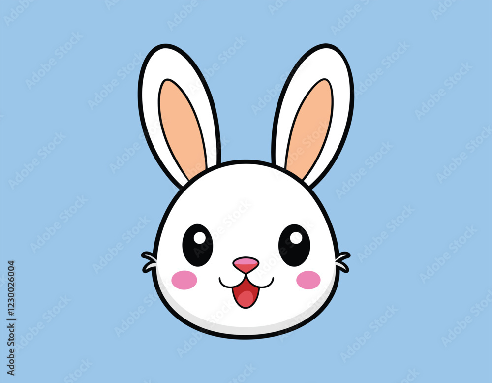 adorable bunny head illustration with large ears and a happy expression, ideal for use in kids' products, nursery decor, or animal-themed graphics. adorable bunny head illustration with large ears and a happy expression, ideal for use in kids' products, nursery decor, or animal-themed graphics.