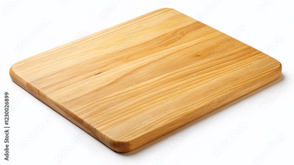 Clean Wooden Cutting Board on White Background -  Perfect for Food Photography & Culinary Designs