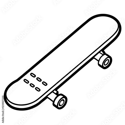 Minimalist Skateboard Vector Illustration on White Background