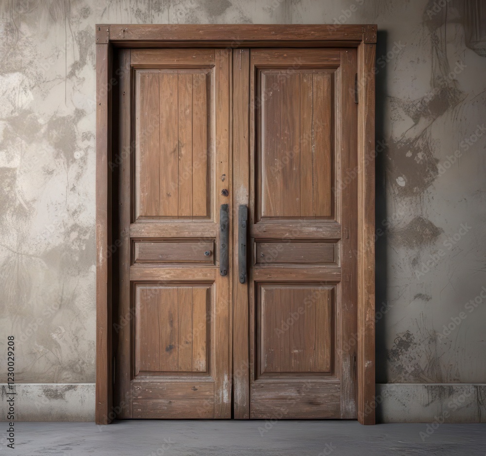 Worn wooden door with weathered grunge background texture, dirt, worn, moss Worn wooden door with weathered grunge background texture, dirt, worn, moss