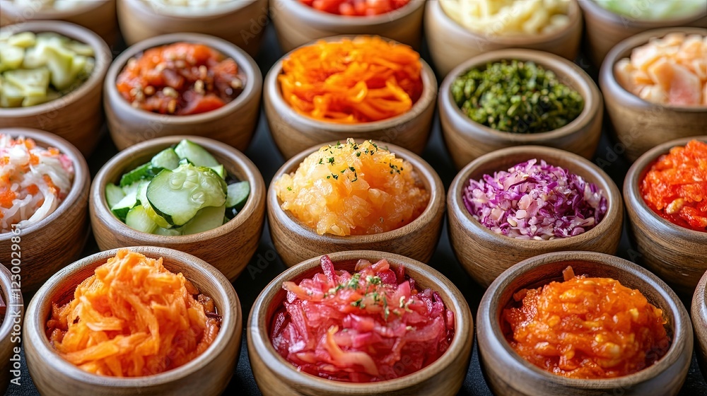 Vibrant market stall showcasing fermented foods, promoting gut health for longevity, highlighting probiotic nutrition benefits