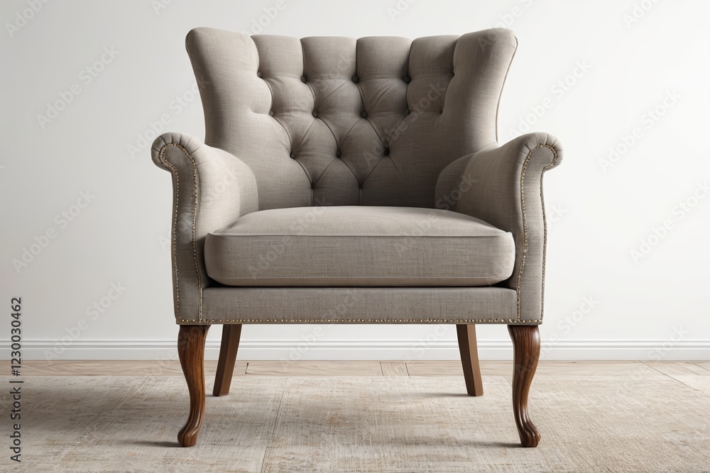 a close up of a chair with a beige upholstered seat a close up of a chair with a beige upholstered seat