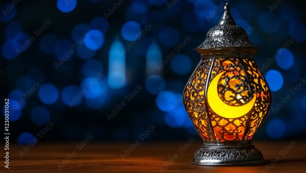Glowing Ramadan Lantern Festive Elegant Design Night Blue Background art moon hope dark warm soft Glowing Ramadan Lantern Festive Elegant Design Night Blue Background art moon hope dark warm soft