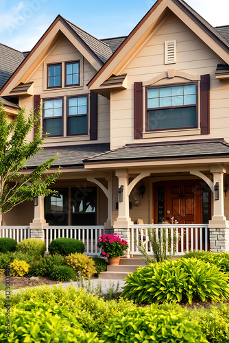 Luxury Family Home Exterior: Beautiful American Architecture and Landscaping Design photo