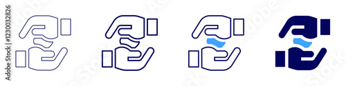 Hand charity icon in 4 different styles. Thin Line, Line, Bold, and Bold Line. Duotone style. Editable stroke