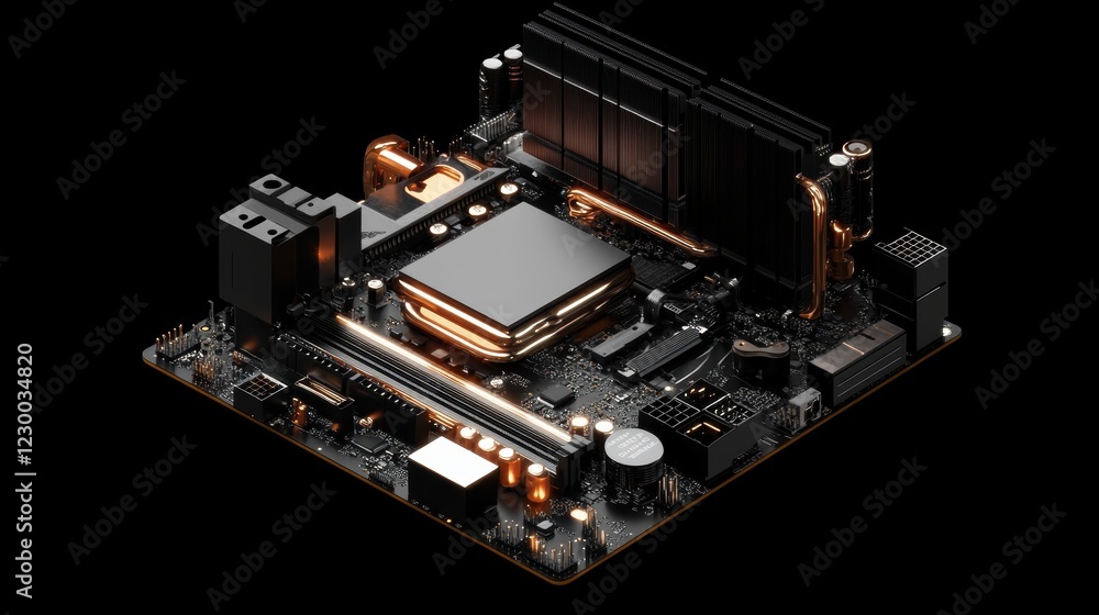 Detailed close-up of cpu high fidelity image technology annotated parts for understanding Detailed close-up of cpu high fidelity image technology annotated parts for understanding