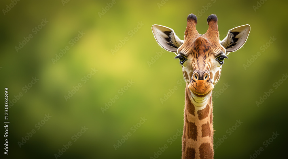 Fototapeta premium Giraffe Close-Up: Majestic Portrait of a Tall Animal