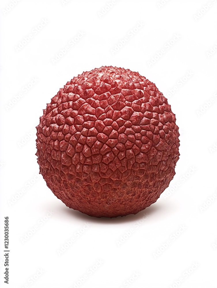 Whole Lychee on White Background, Bumpy Red Exotic Fruit Whole Lychee on White Background, Bumpy Red Exotic Fruit