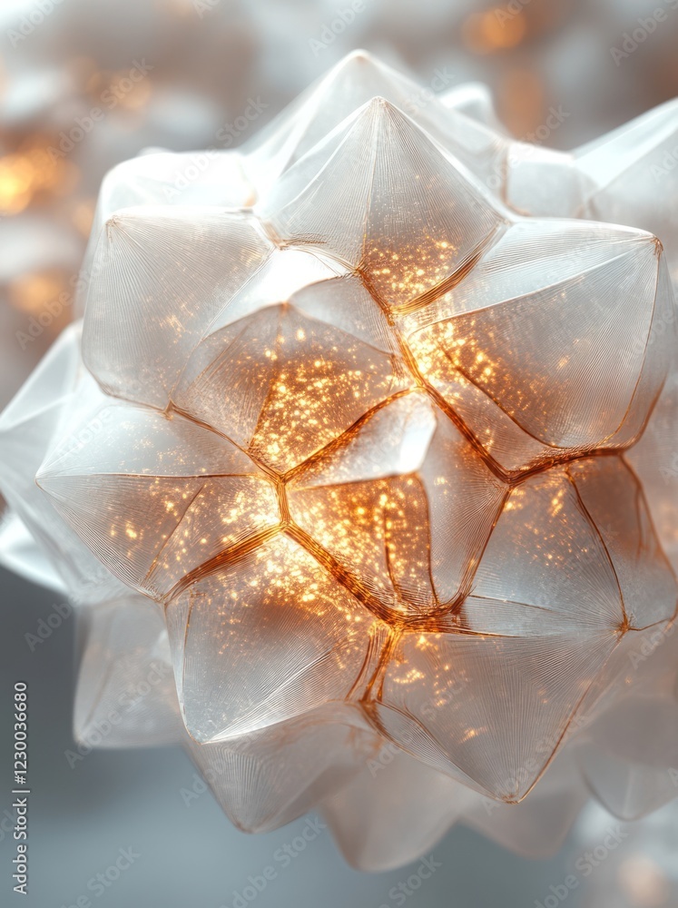 Glowing Crystal Sphere, Fractured Surface, Abstract Background, Science Fiction, Design Element Glowing Crystal Sphere, Fractured Surface, Abstract Background, Science Fiction, Design Element
