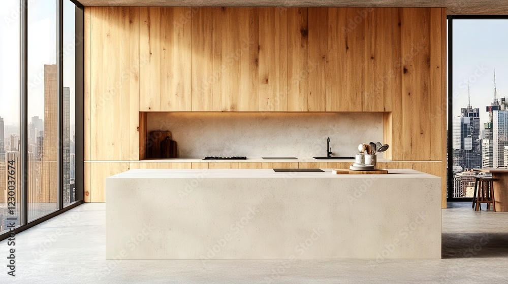 Modern interior with wooden accents, minimalist design, bright natural light, open space ideal for relaxation or creative work. Modern interior with wooden accents, minimalist design, bright natural light, open space ideal for relaxation or creative work.