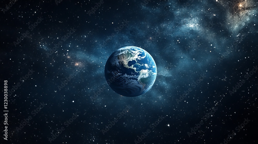 Obraz premium Breathtaking View of Earth Captured in the Vastness of the Sky Surrounded by Expansive Blue Atmosphere Evoking Feelings of Wonder and Connection to Our Planet in a Cosmic Perspective
