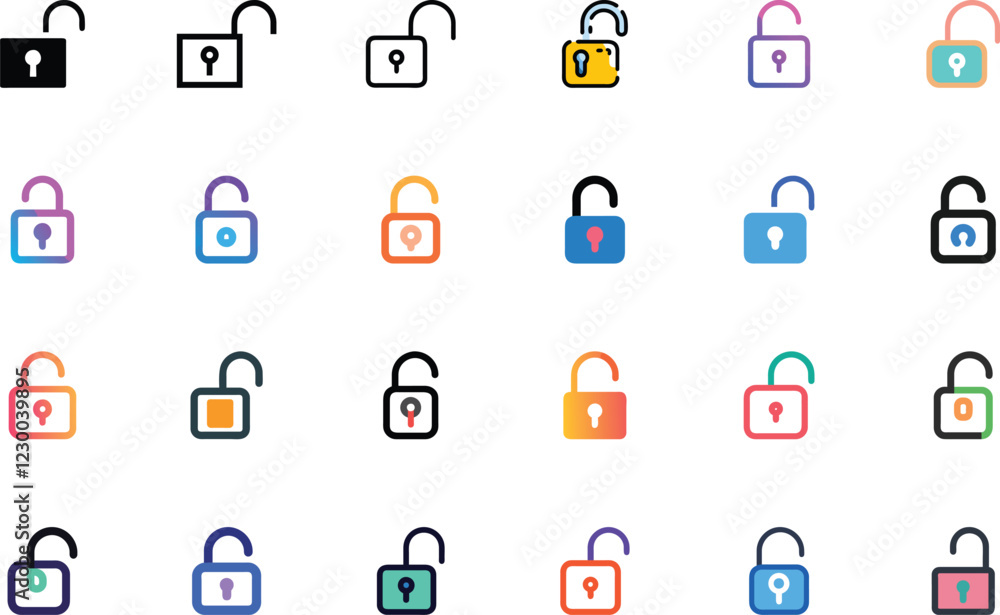 Unlock icon design set
Unlock icon design set