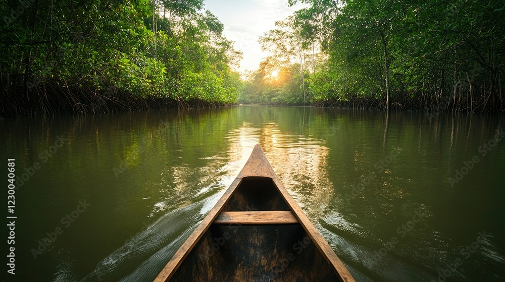 Canoeing in vibrant mangrove ecosystems, exploring biodiversity, supporting regenerative tourism, fostering wetland conservation efforts