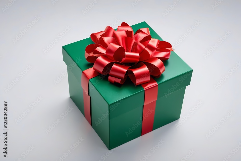 Obraz premium there is a green gift box with a red ribbon on it