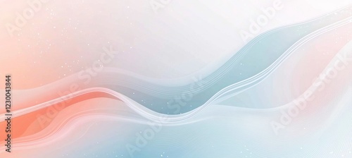 Abstract background with white lines and light blue color, banner design for business presentation or technology concept. Vector illustration of wavy lines on a pastel gradient. Space for text, stock 