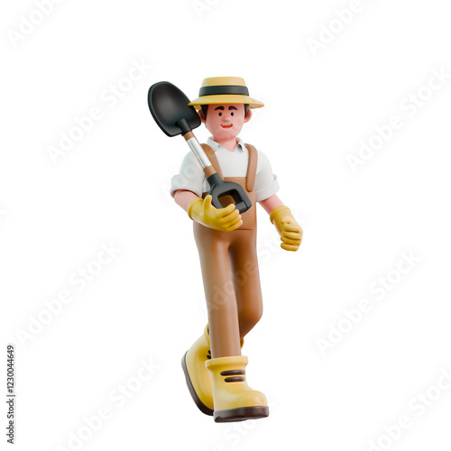 3D Farmer Character Agriculture Farming Cultivation Cartoon Illustration Garden Farm Gardener Job Study Plant Nature Ecology Harvest photo