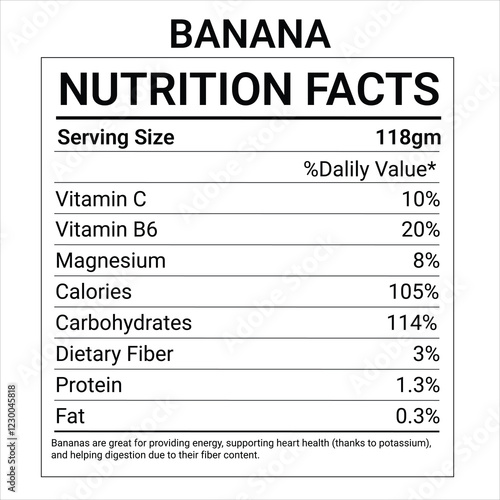 Nutrition facts label Banana , nutrition calculator, nutritional panel