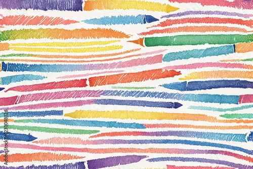 a close up of a colorful pattern of crayons on a white background