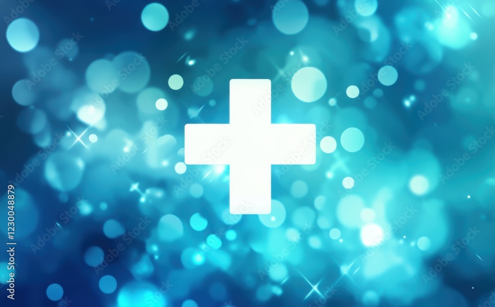 Abstract blue medical cross with bokeh light effects Abstract blue medical cross with bokeh light effects