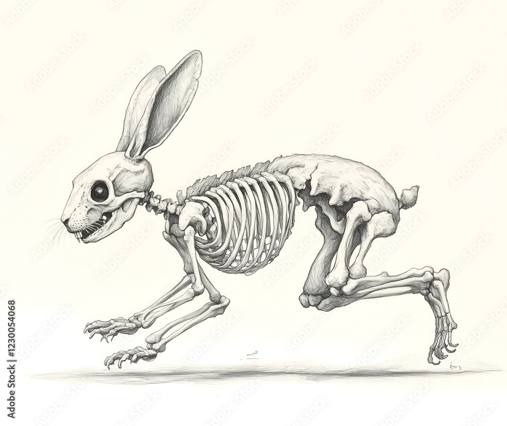 sketch of a skeleton of a rabbit on white sketch of a skeleton of a rabbit on white