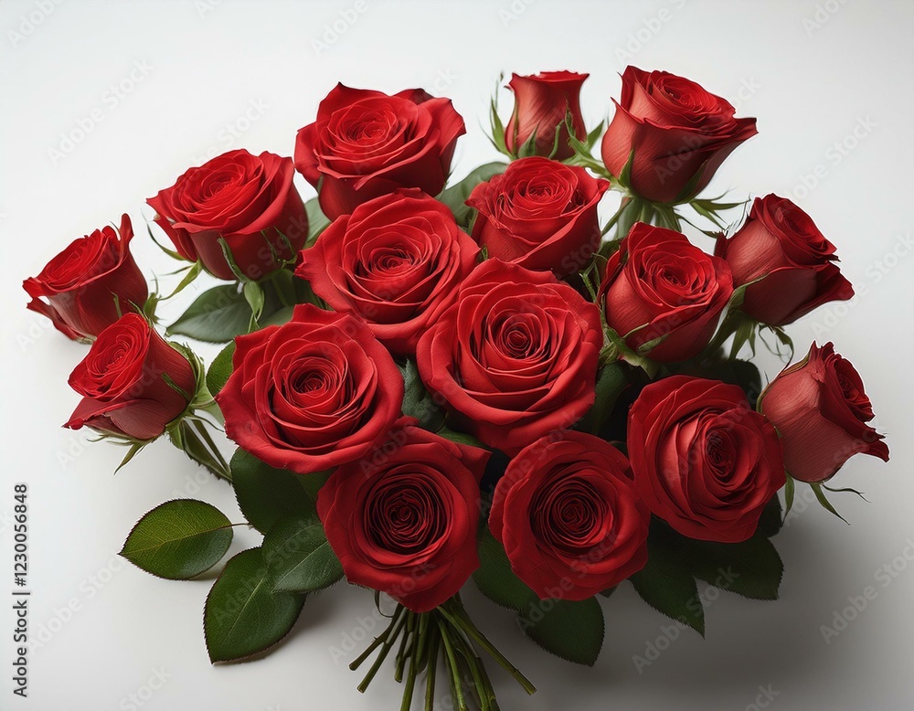 Obraz premium vibrant bouquet radiant red roses on a white or clear surface white background