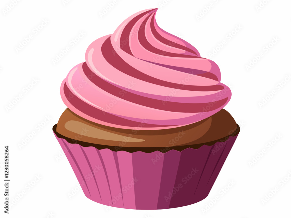 chocolate cupcake with pink frosting swirl isolated on white background. Delicious Chocolate Cupcake with Pink Frosting - Perfect for Food-Themed Designs . chocolate cupcake with pink frosting swirl isolated on white background. Delicious Chocolate Cupcake with Pink Frosting - Perfect for Food-Themed Designs .