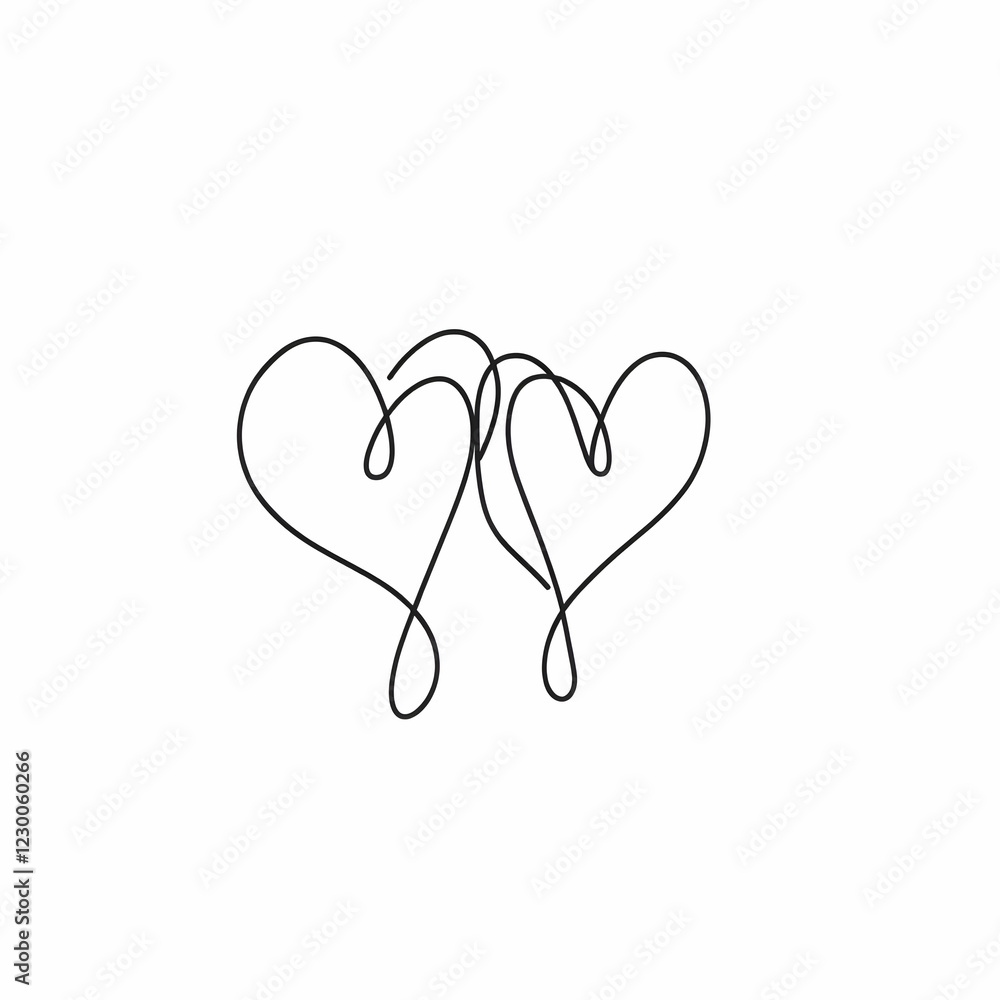 Two intertwined hearts, love symbol Two intertwined hearts, love symbol