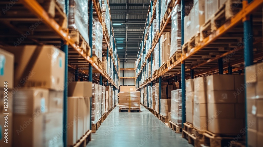 Fototapeta premium Warehouse Storage With Pallets Of Boxes