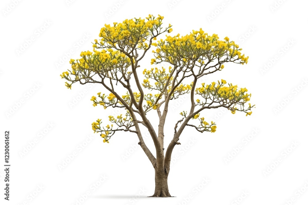 arafed tree with yellow flowers on a white background arafed tree with yellow flowers on a white background