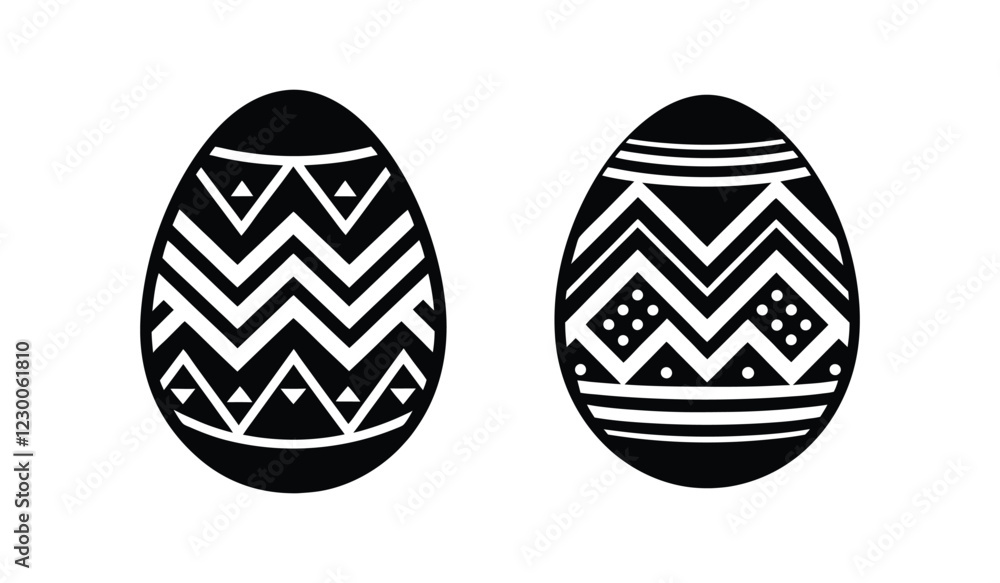 black and white easter eggs with intricate geometric patterns, perfect for holiday-themed designs and decorations black and white easter eggs with intricate geometric patterns, perfect for holiday-themed designs and decorations