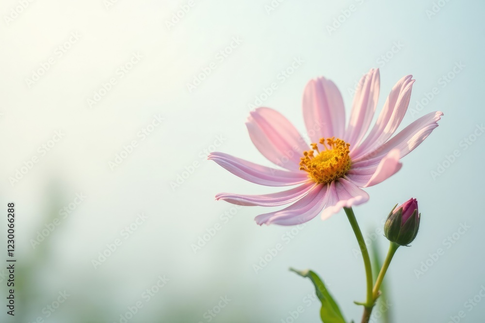 Crepis flower with overcast sky on a white background, gentle light, botanical, white background Crepis flower with overcast sky on a white background, gentle light, botanical, white background