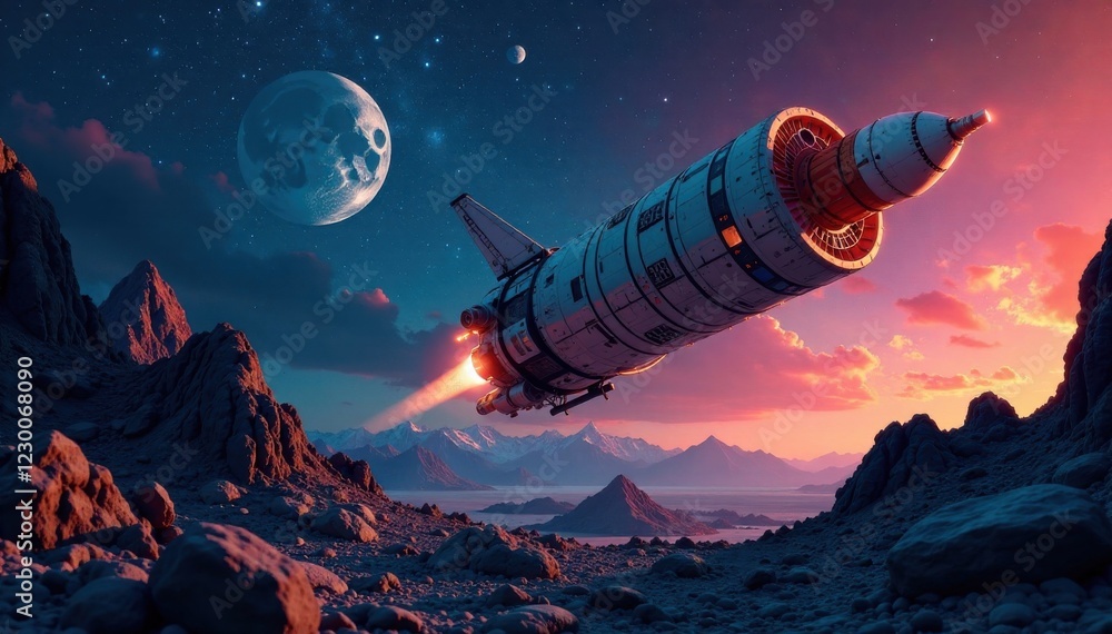 Obraz premium Space exploration equipment, spaceship, space