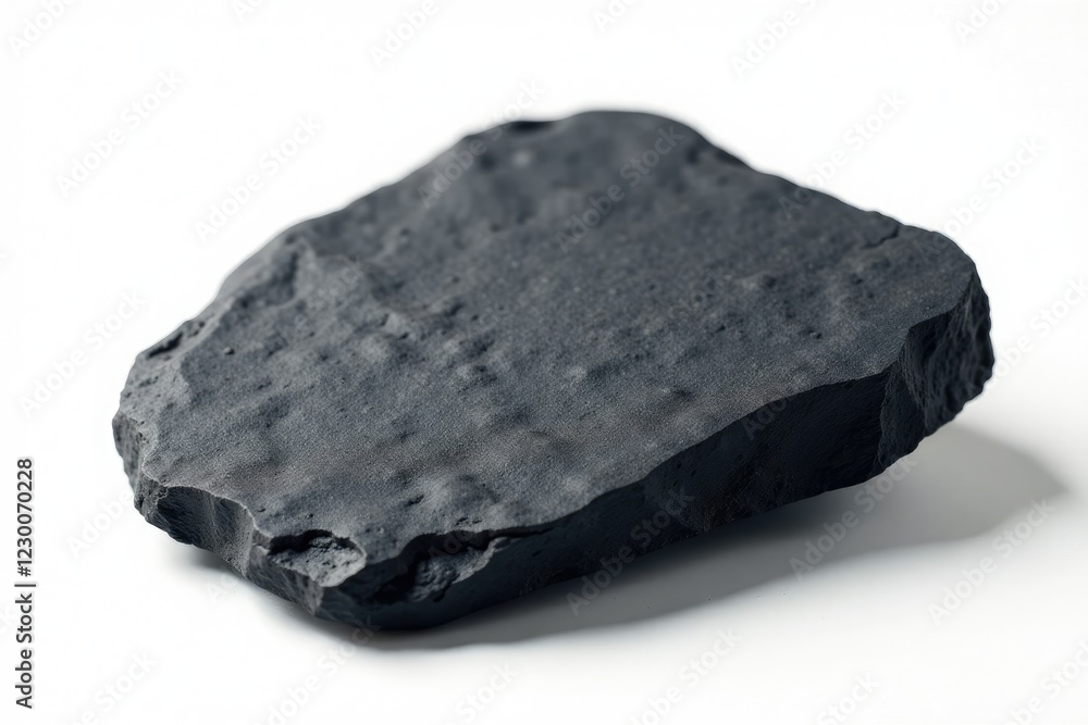 Obraz premium Isolated Black Slate Rock on White Background, minerals, natural, nature