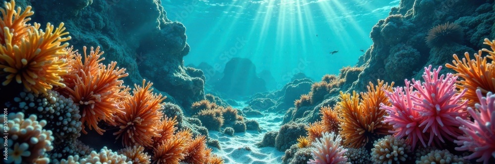 Naklejka premium Textured seaweed underwater, sea creatures, ocean