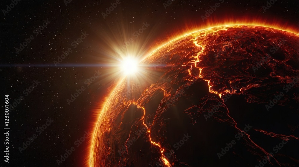 Fototapeta premium sun, planet, space, solar, star, light, earth, abstract, astronomy, fire, globe, eclipse, universe, glow, red, hot, galaxy, science, blue, illustration, energy, moon, heat, orange, world