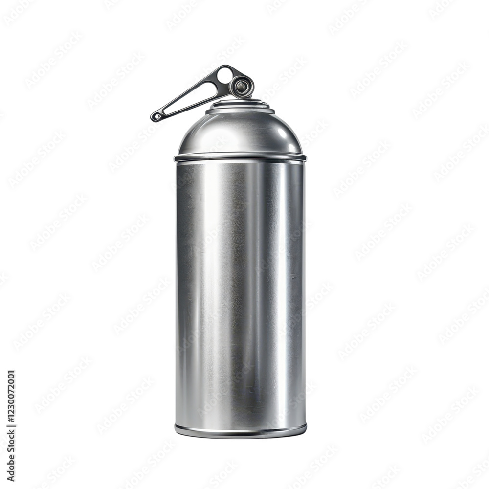 Silver Spray Can with Nozzle on a White Background for Artwork Silver Spray Can with Nozzle on a White Background for Artwork