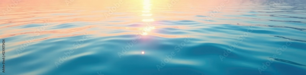 Serene water scene with warm peach hues merging into cool blue depths, glassy surface, tranquil Serene water scene with warm peach hues merging into cool blue depths, glassy surface, tranquil