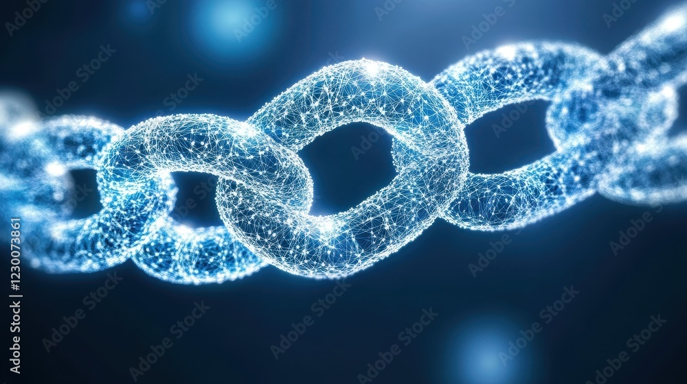 Glowing Futuristic Hologram of Blockchain Nodes and Connections Glowing Futuristic Hologram of Blockchain Nodes and Connections