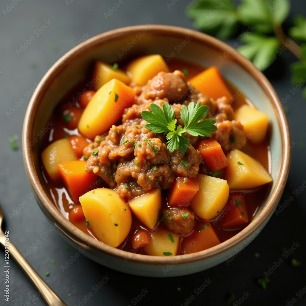A bowl of warm parmentier made with beef, roasted pumpkin, and boiled potatoes, comfort, potatoes, parmentier A bowl of warm parmentier made with beef, roasted pumpkin, and boiled potatoes, comfort, potatoes, parmentier