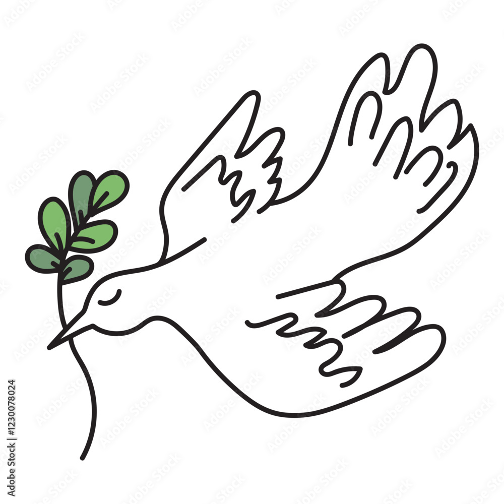 bird with green leave. vector doodle illustration bird with green leave. vector doodle illustration