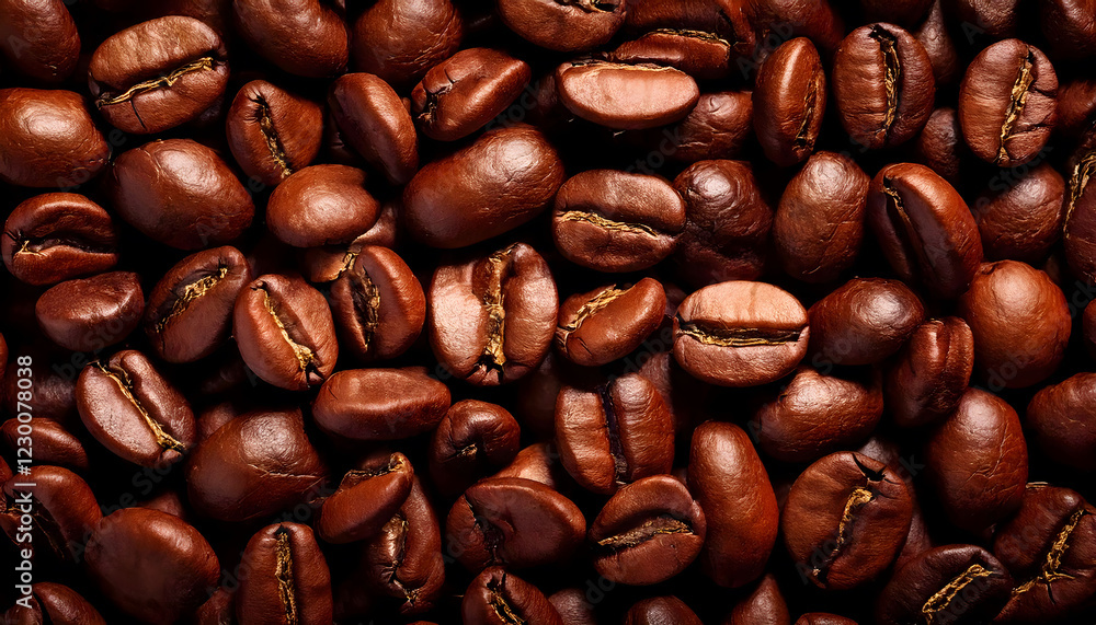 Obraz premium coffee beans background image of the texture of the surface with a selective focus