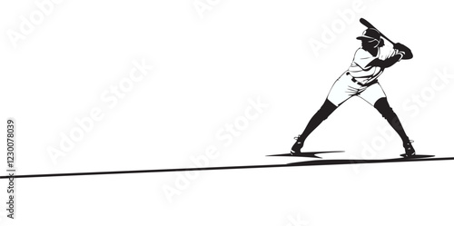 Silhouette women of a Baseball Player Hitting – Athletic Vector Art