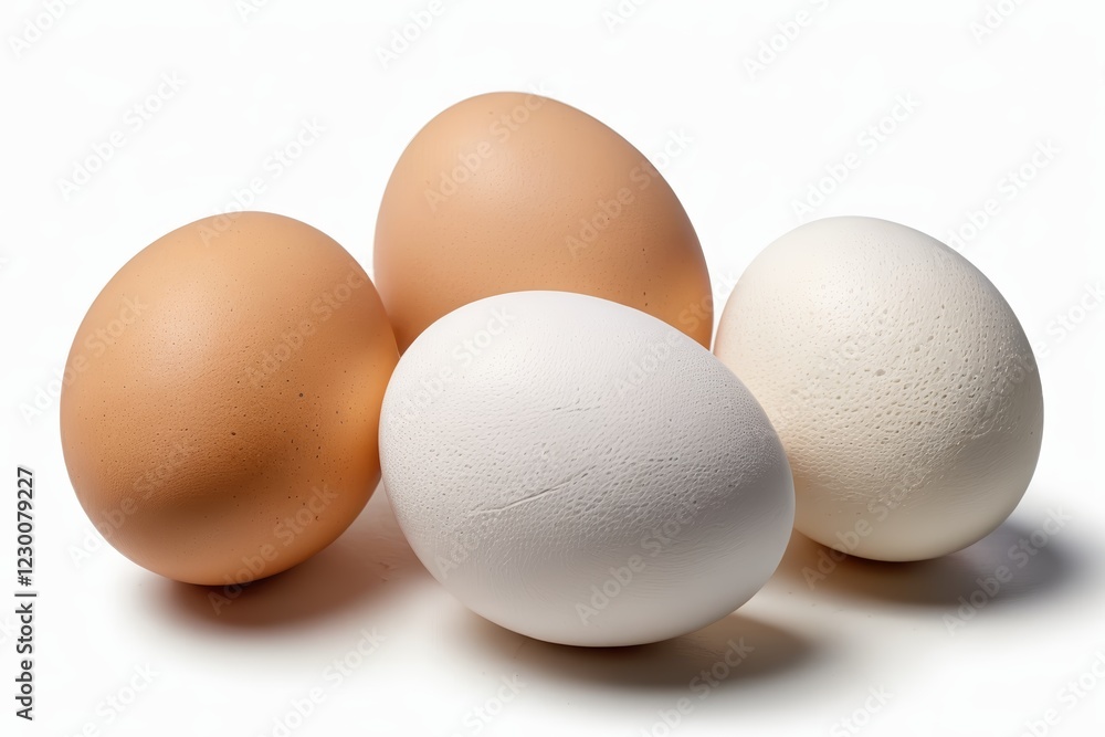 three eggs are sitting next to each other on a white surface three eggs are sitting next to each other on a white surface