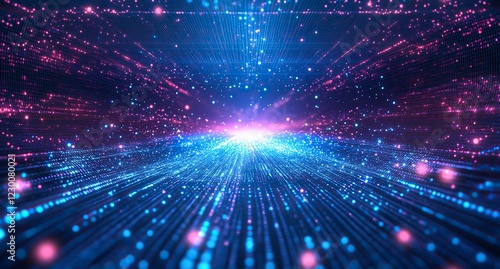 Wallpaper Mural Abstract blue background with light rays and glowing stars for a technology concept vector presentation design template. Dark gradient stage backdrop or wallpaper illustration,  Torontodigital.ca