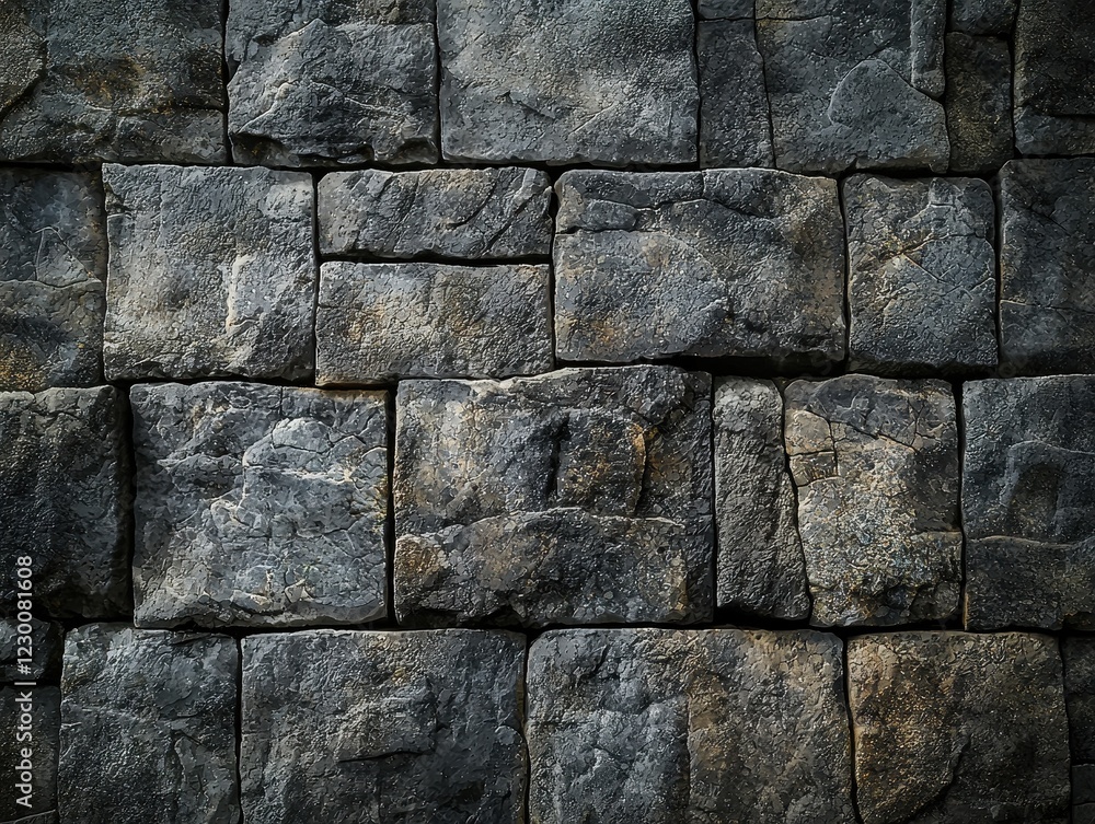 Fototapeta premium Textured Gray Stone Wall with Uneven Surface, Perfect for Background, Architecture, or Nature Themes