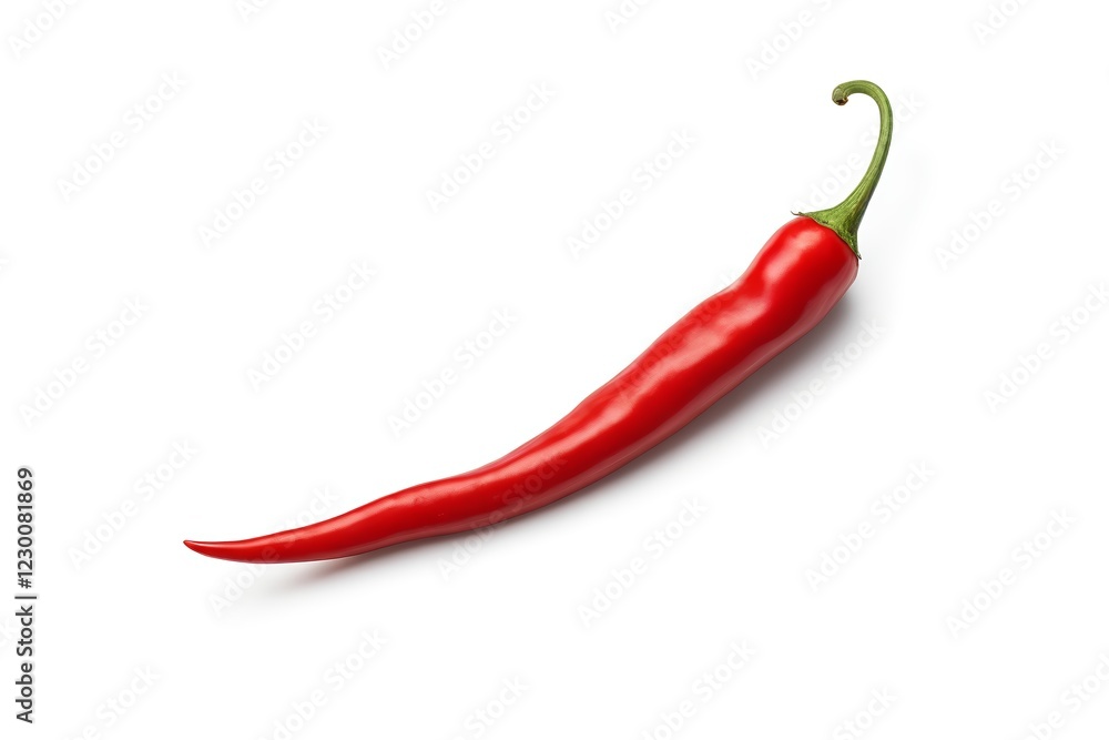 there is a red chili on a white surface with a green stem there is a red chili on a white surface with a green stem