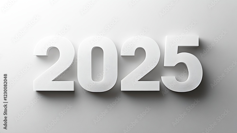 2025 New Year Minimalist White Number Background 2025 New Year Minimalist White Number Background