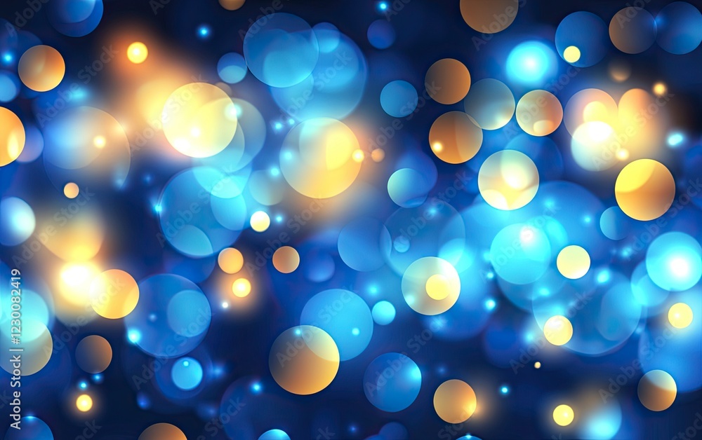 Abstract bokeh light effect with blue and yellow lights on a transparent background, vector illustration, PNG. Abstract bokeh light effect with blue and yellow lights on a transparent background, vector illustration, PNG.