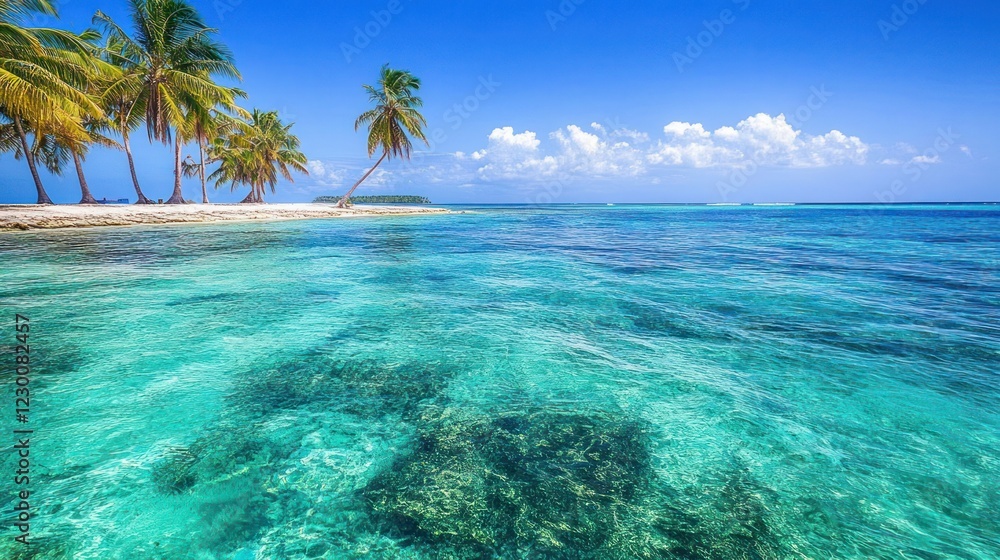 Fototapeta premium Tropical Island Paradise with Clear Turquoise Waters